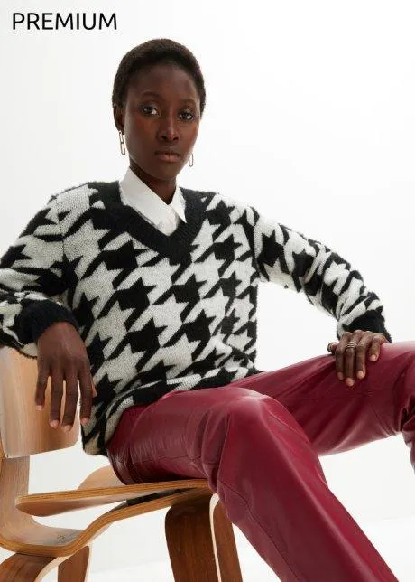 Maglione jacquard in misto lana