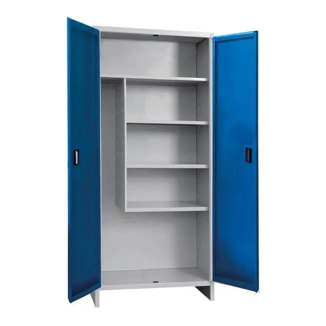 Armadio per scope Pratiko F in acciaio, grigio e blu L 80 x H 179.5 x P 40 cm 2 ante