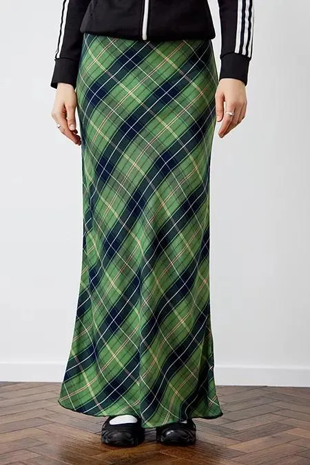 Archivio At UO Green Check Lizzie Maxi Gonna