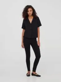 Camicia ampia maniche corte Nero