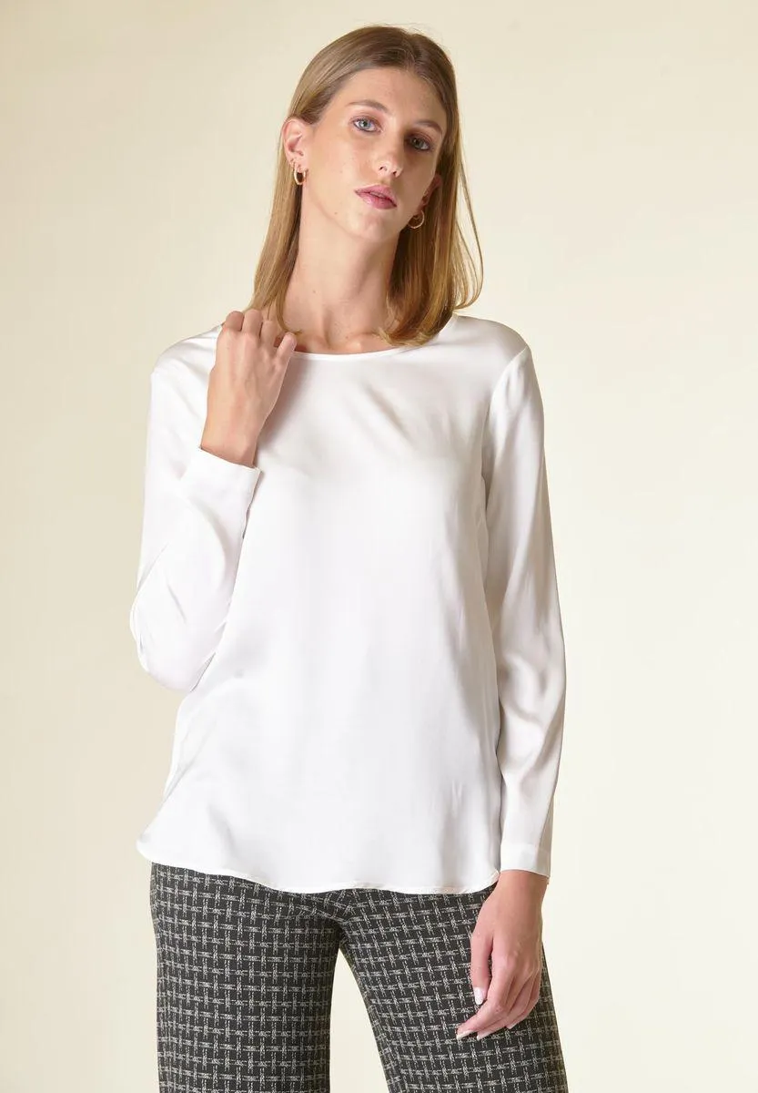 Blusa panna manica lunga raso viscosa
