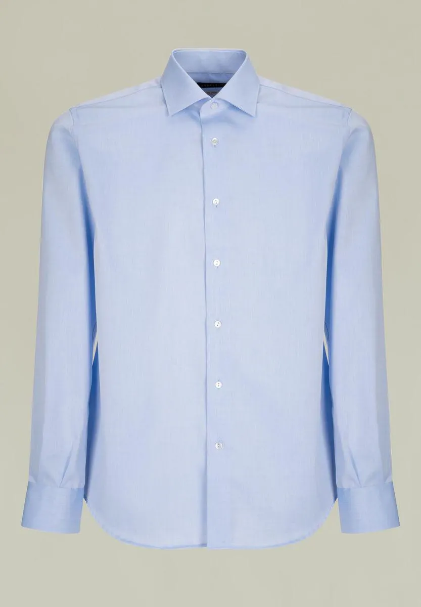 Camicia azzurra cotone NO-STIRO slim