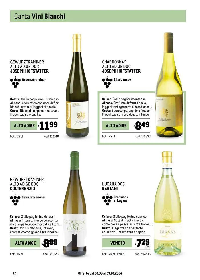 Carta vini autunno da 26 settembre a 23 ottobre di 2024 - Pagina del volantino 24