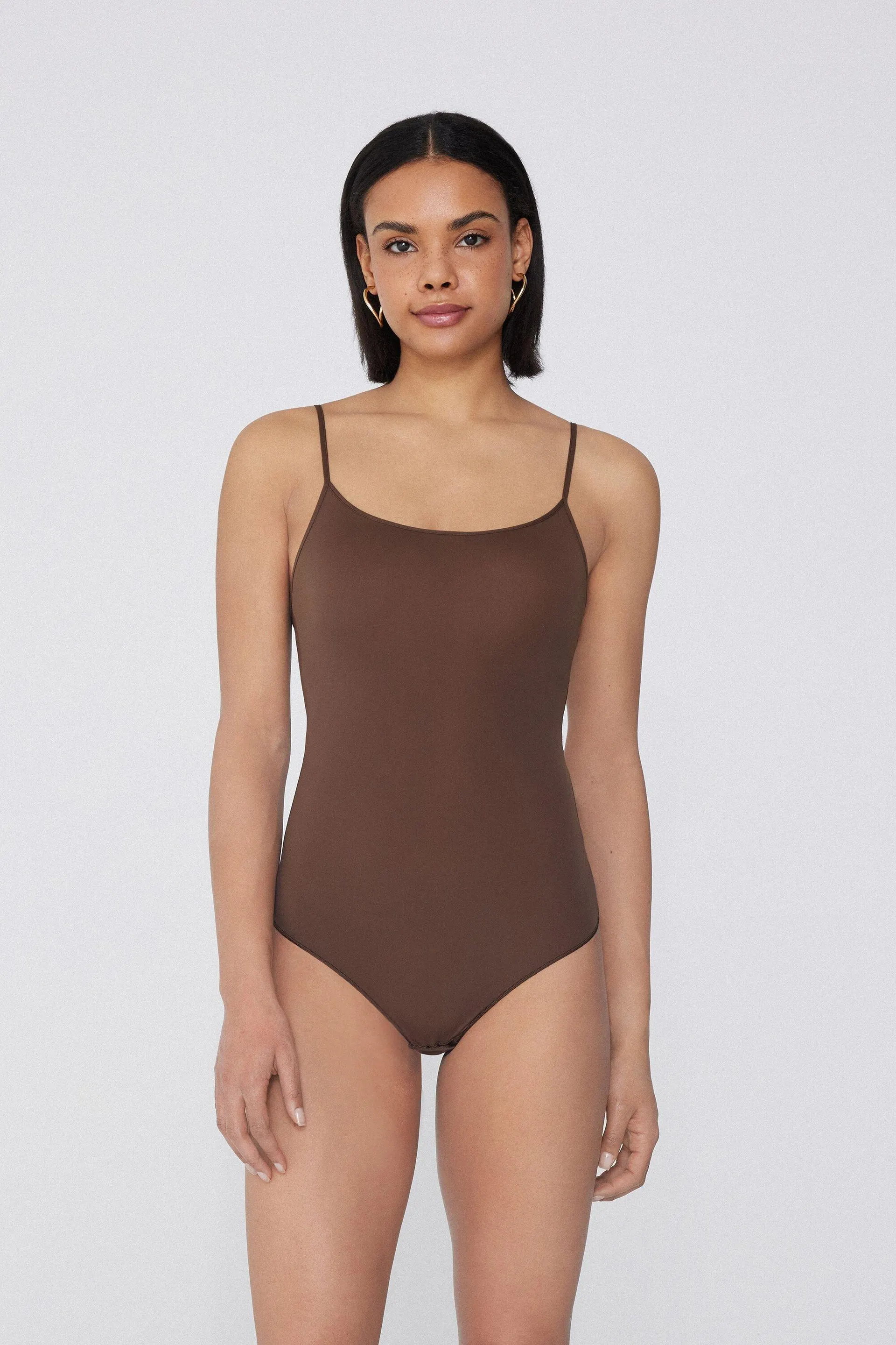 Body con Spalline Sottili in Microfibra