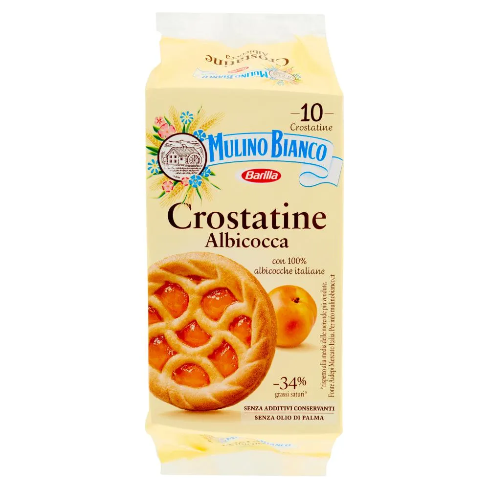 Mulino Bianco Crostatine Albicocca Merenda con 100% Albicocche Italiane 10 pezzi 400g
