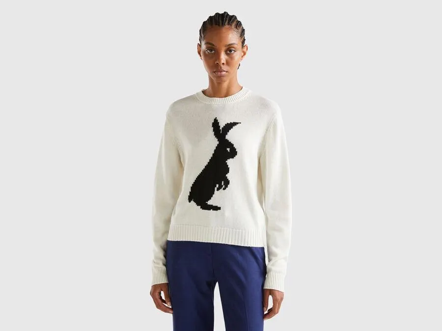 Maglioncino con intarsio coniglio