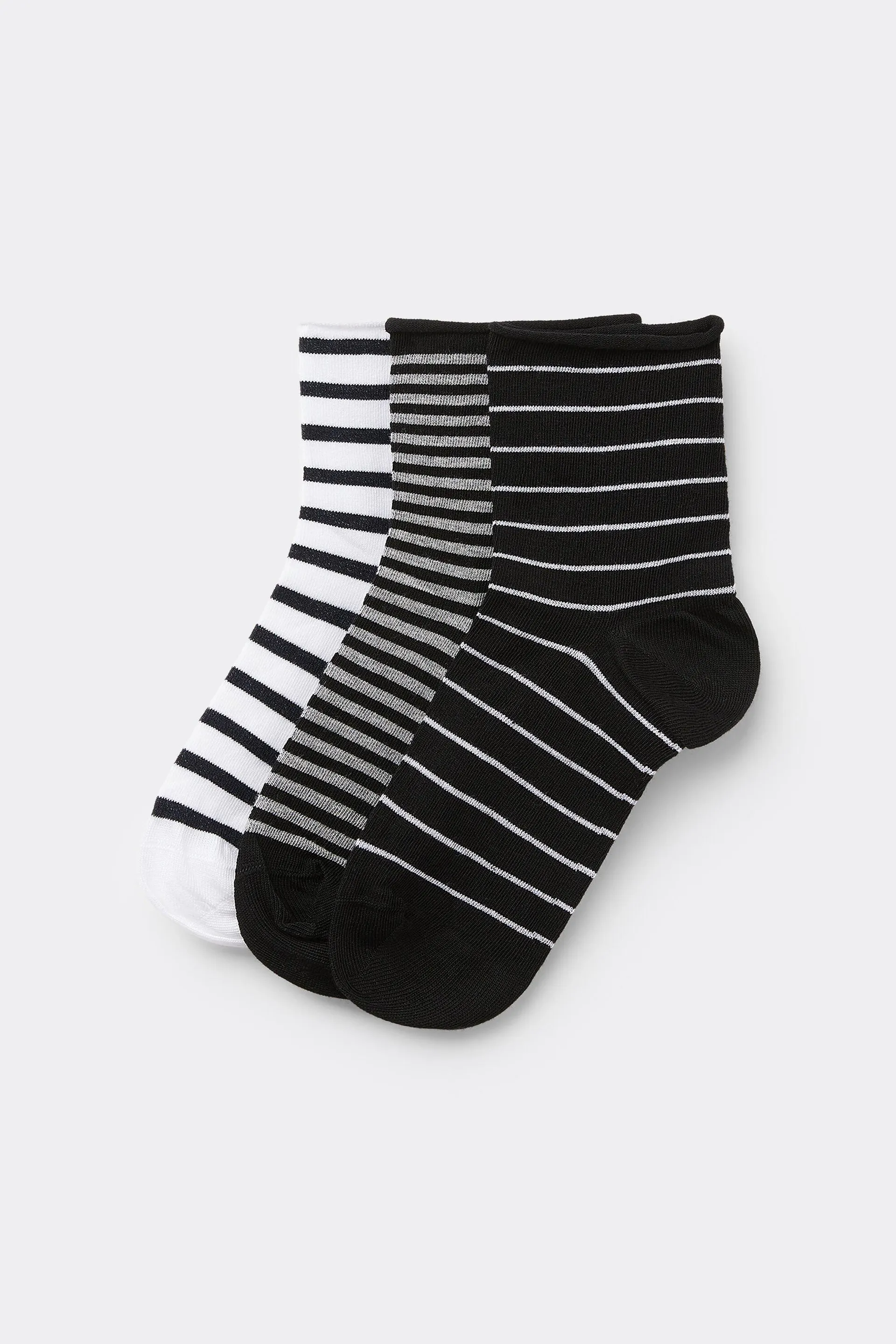 3 Paia Calzini Corti Cotone Senza Bordo Fantasia Donna