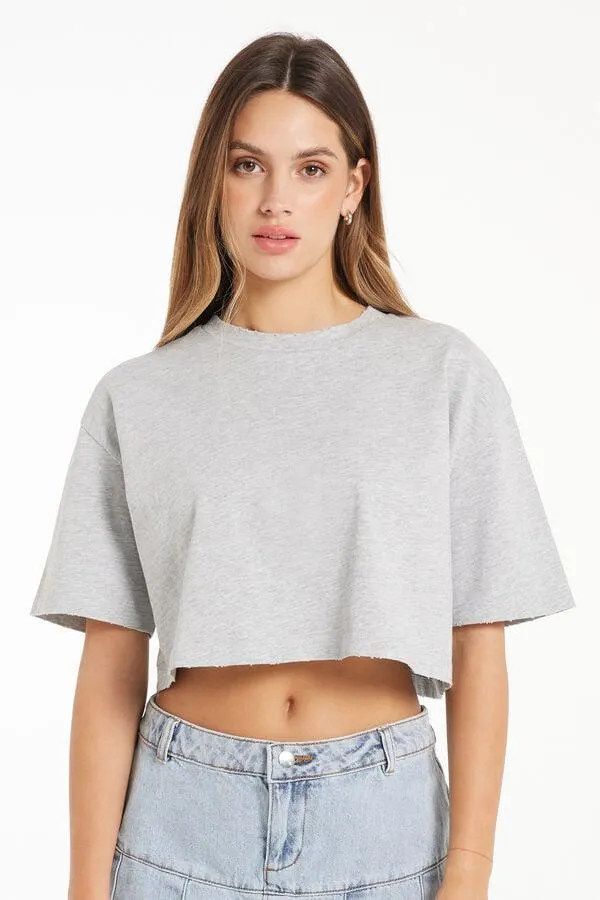 T-Shirt Corta in Cotone a Girocollo