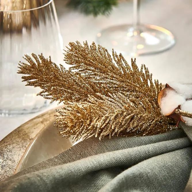 GOLD PINE Ramo decorativo set di 3 dorato