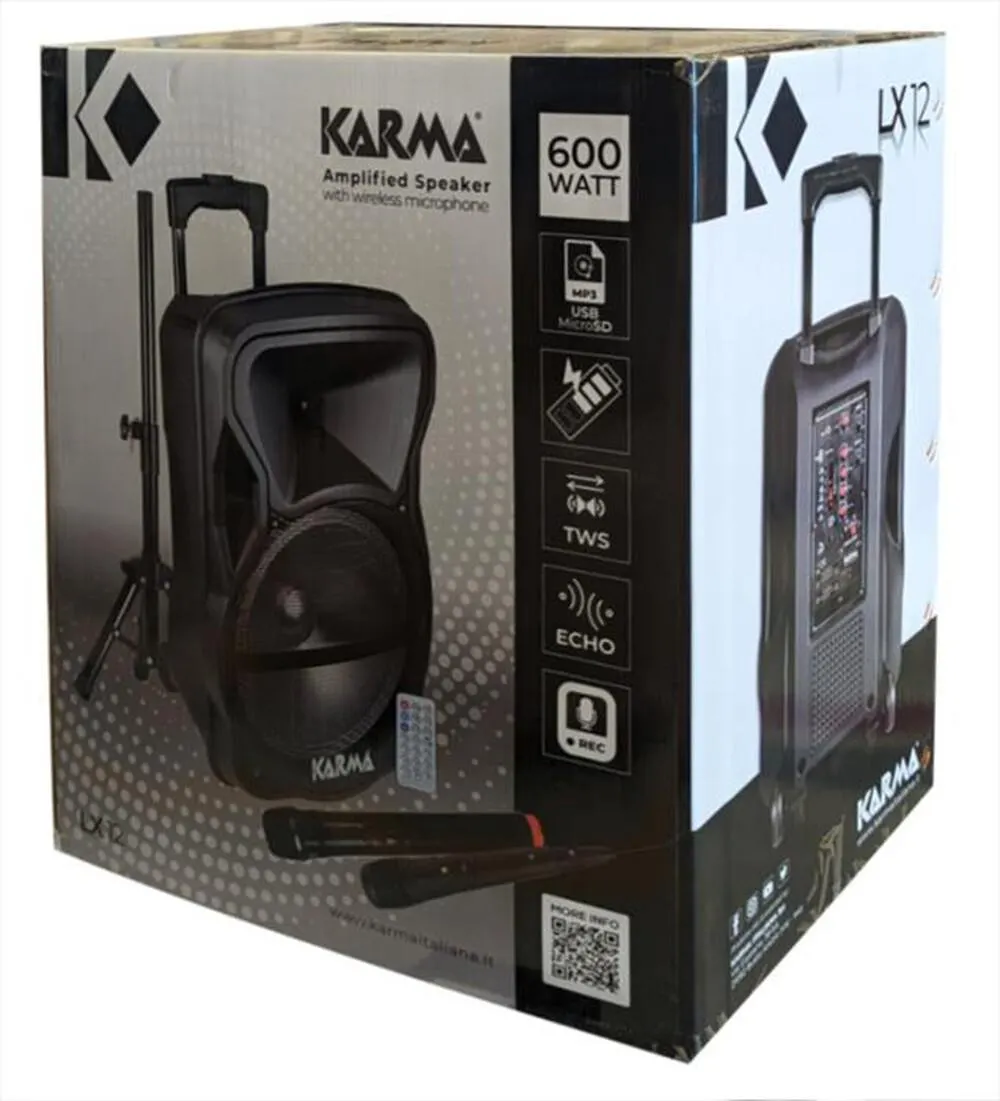 KARMA - Diffusore amplificato a batterie LX 12-Nero