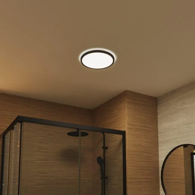 Plafoniera LED bagno Lano, nero Ø 29 cm, 1700 lumen INSPIRE