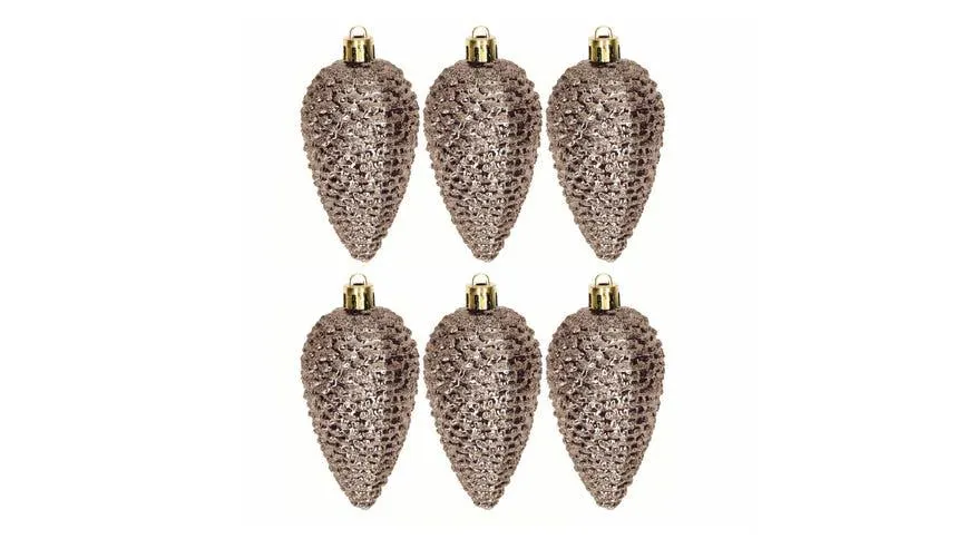 Pigne Pearl set 6 decorazioni natalizie perla