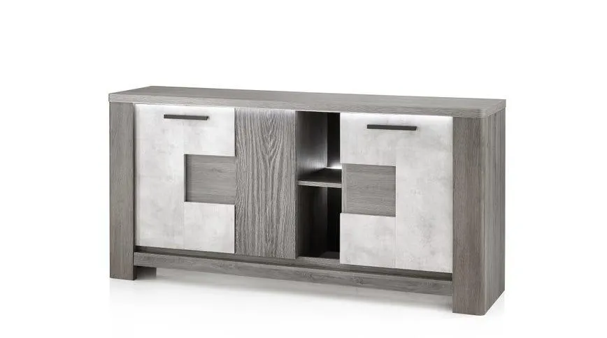 Tallin madia 3 ante legno scuro e pietra naturale