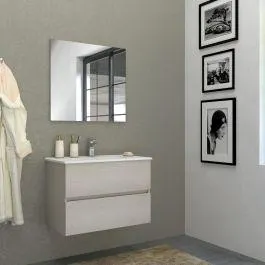 MOBILE BAGNO LYSA CM76x55x46 FRASSINO CON SPECCHIO FILO 70X68 CON LAVABO CERAMICA