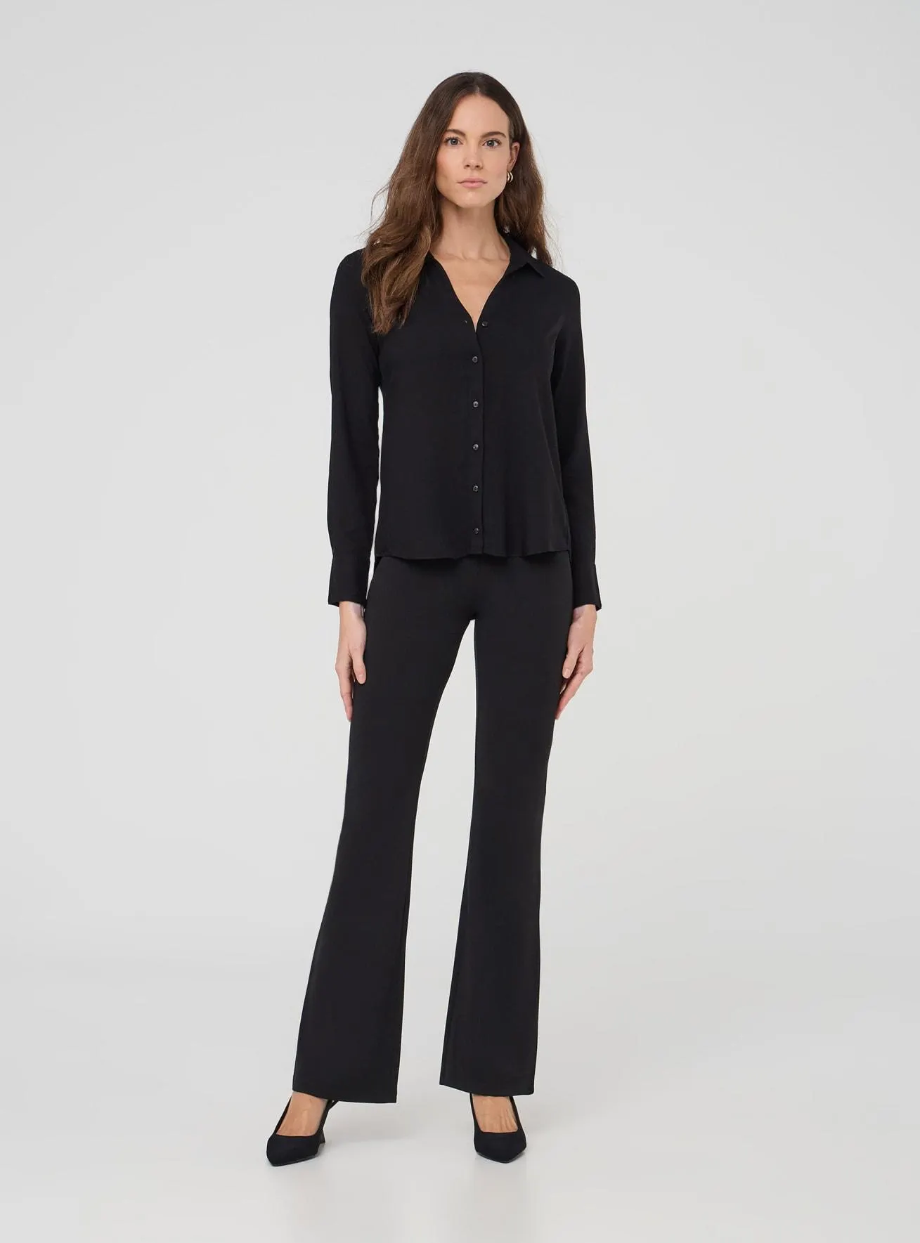 Camicia ampia a tinta unita Nero