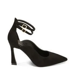 Décolleté nere in microfibra, tacco 9,5 cm