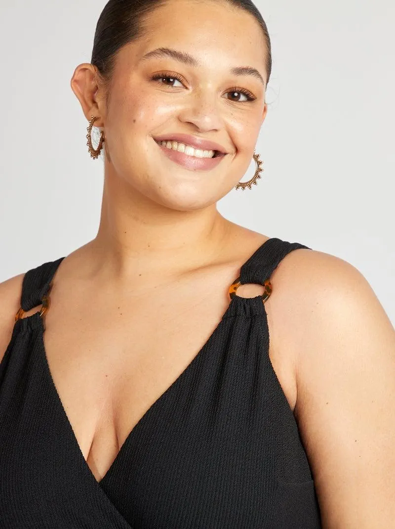 Costume intero in maglia a coste - nero