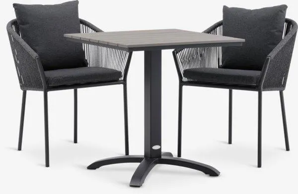 HOBRO Tavolo L70 cm + 2 BRAVA Sedie grigio