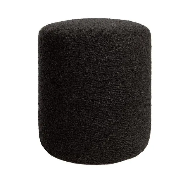 Pouf Domino bouclette nero cm , diam 33 cm