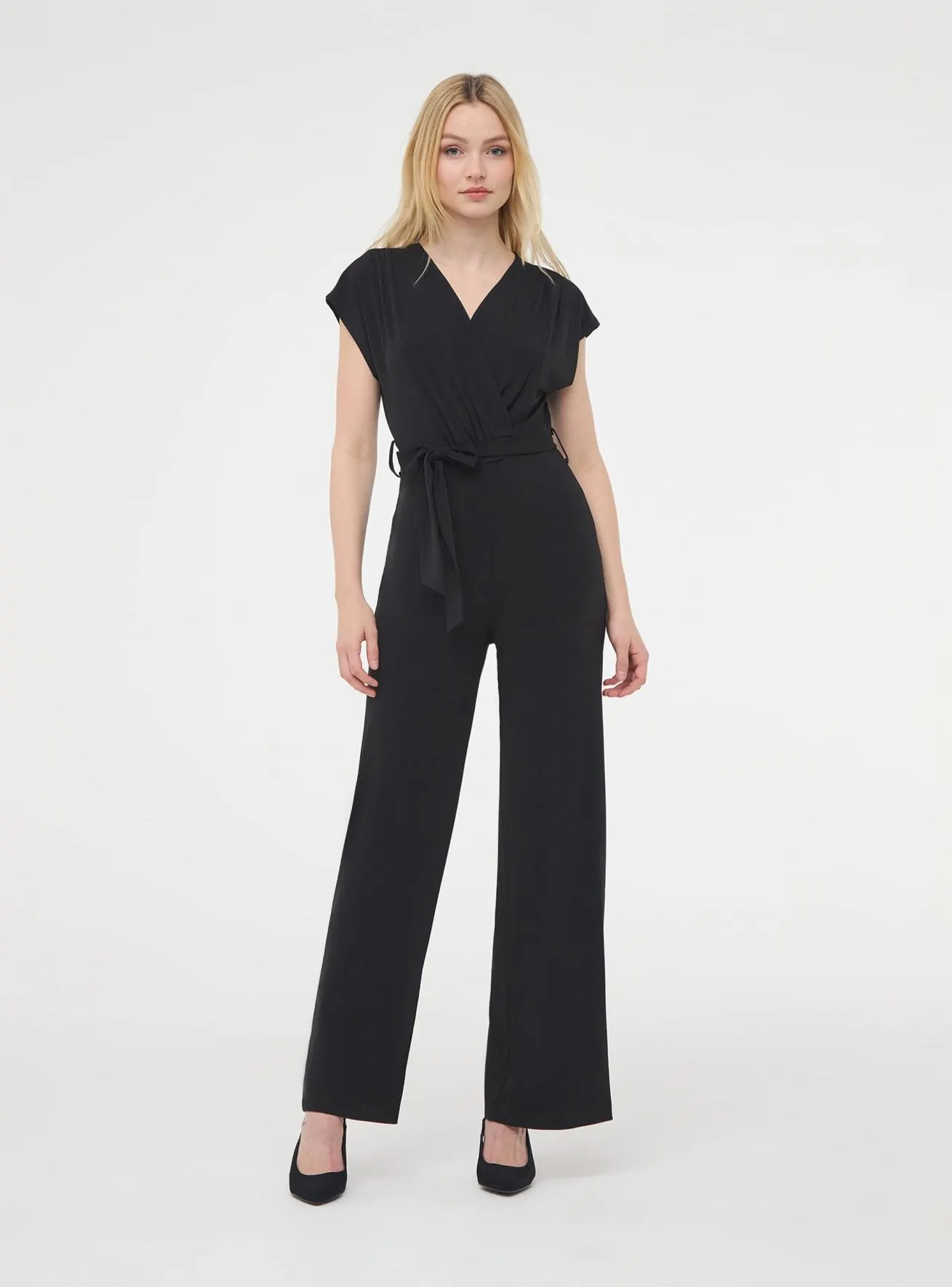 Tuta incrocio tinta unita Nero