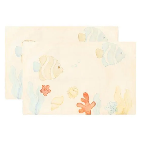 Set 2 tovagliette antimacchia in cotone Mare da amare