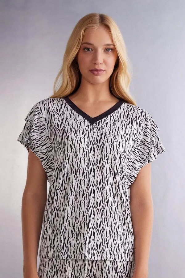 Maglia Manica Corta in Viscosa Go Animalier