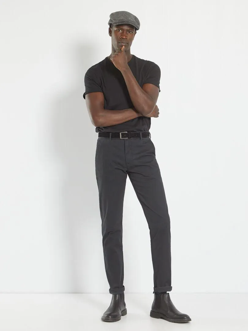 Pantaloni chino slim con cintura - L32 - Nero