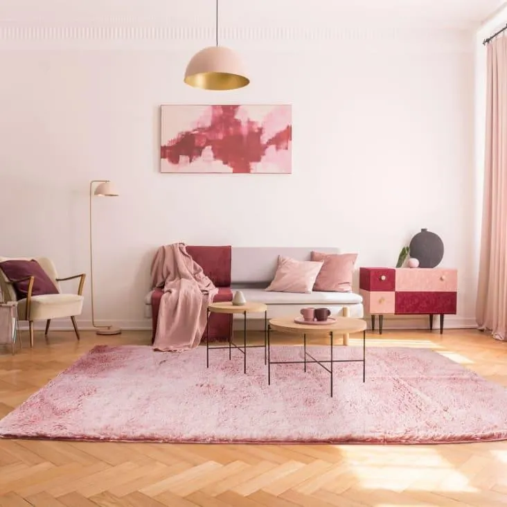 Tappeto a pelo lungo extra-morbido rosa 190x290