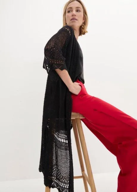 Cardigan lungo traforato