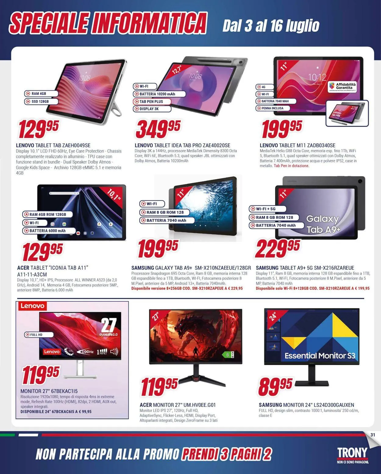 Trony - Palermo Volantino attuale da 3 luglio a 30 luglio di 2025 - Pagina del volantino 31