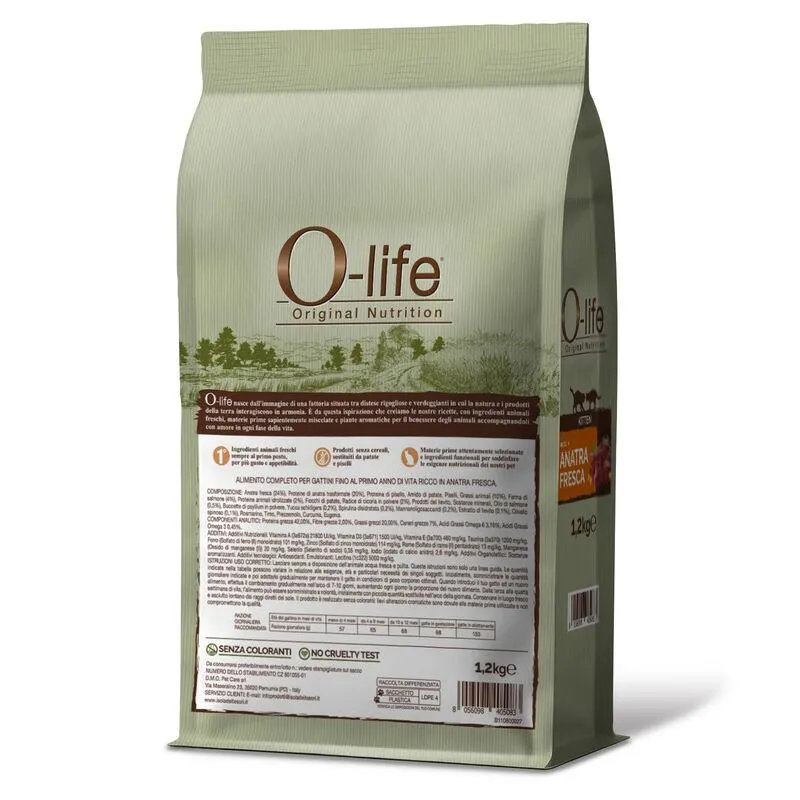 O-life Cat Kitten con Anatra 1,2 Kg