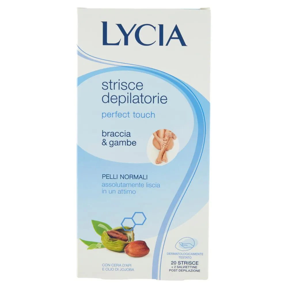 Lycia perfect touch strisce depilatorie braccia & gambe Pelli Normali 20 strisce + 2 salviettine