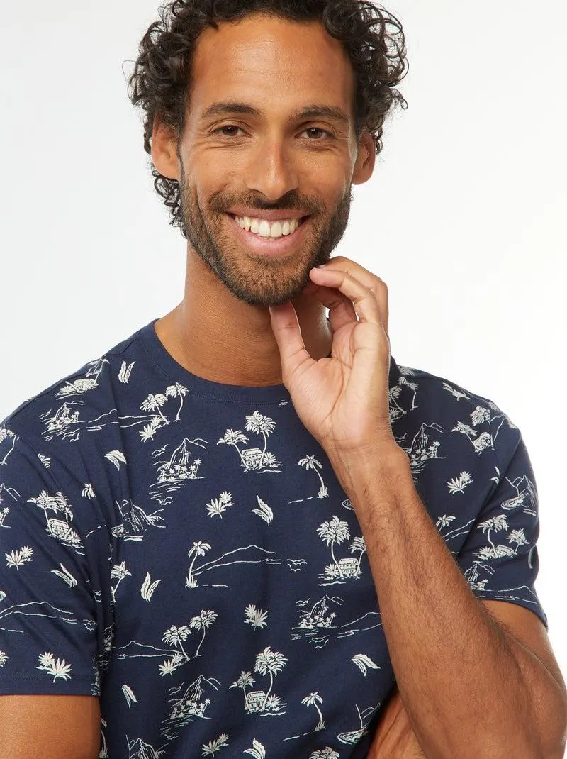 T-shirt stampata a maniche corte - Nero