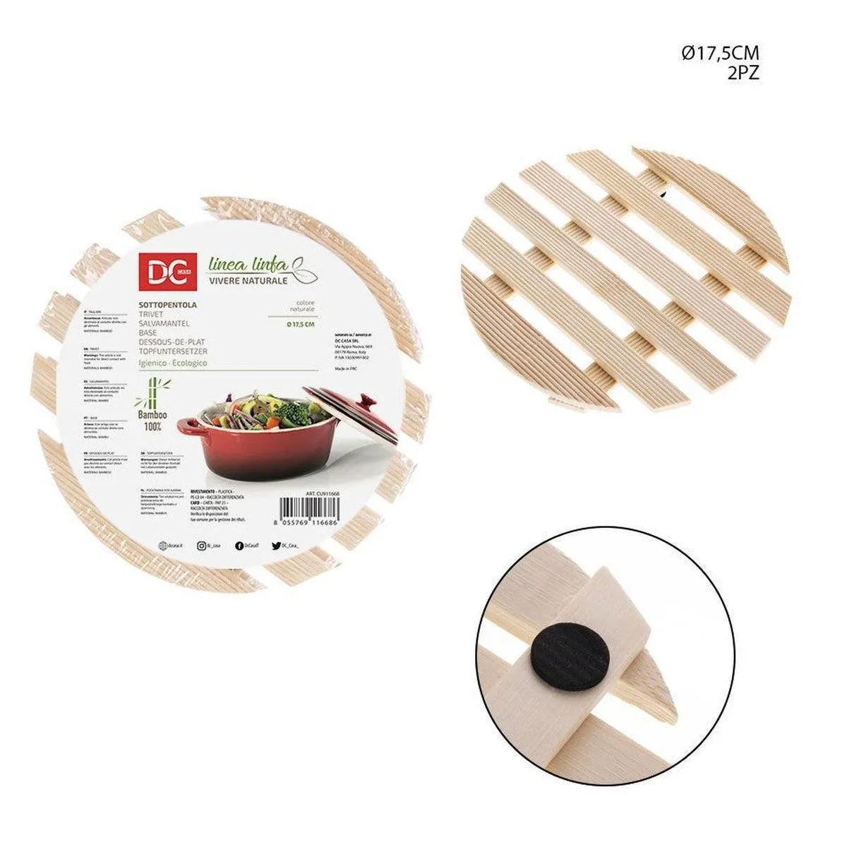 Dc - Round Bamboo Trivet 17.5X2Cm