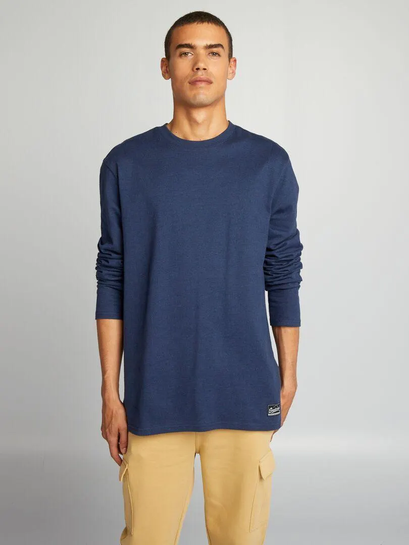 T-shirt pesante a maniche lunghe - NERO