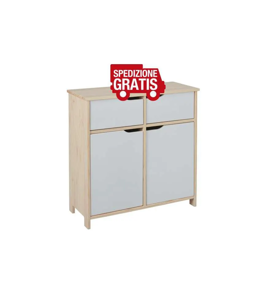 Mobile 2 ante e 2 cassetti 80 x 40 x 80 h cm Gudjam V1 Bianco