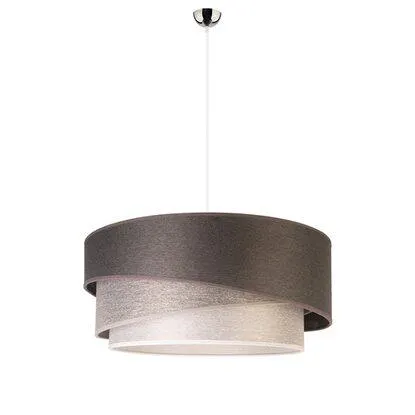 Lampada a sospensione "TRIESTE" con 3 cerchi in tessuto grigio