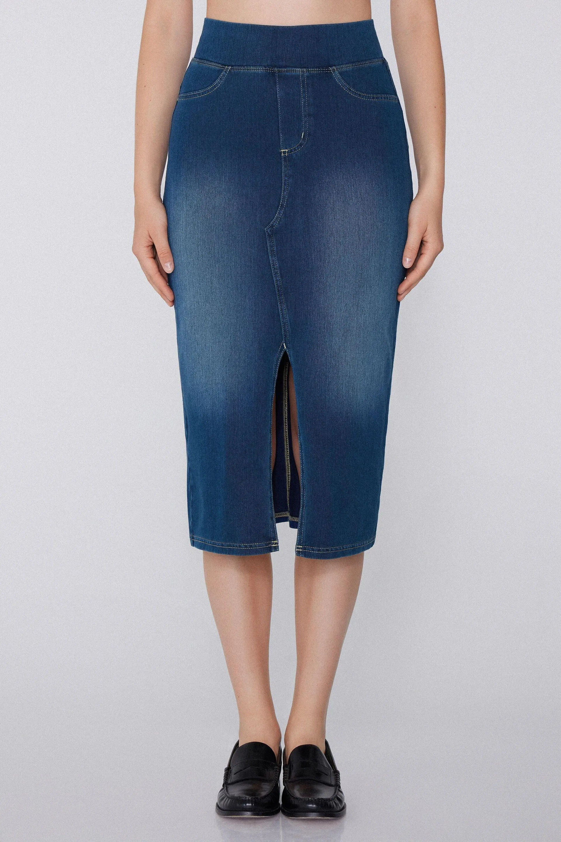 Gonna Longuette Soft Flex Denim