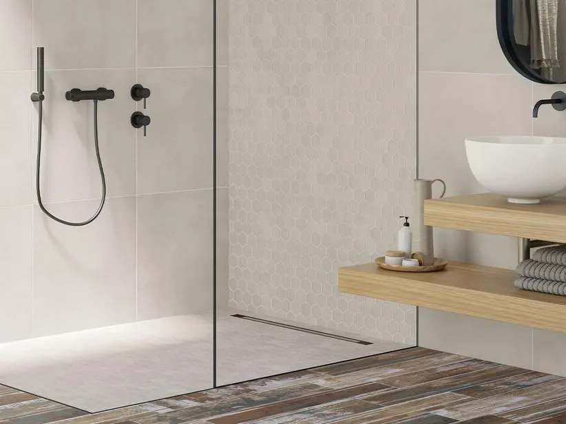 Mosaico All White 29x27 Gres Effetto Resina-Cemento Bianco