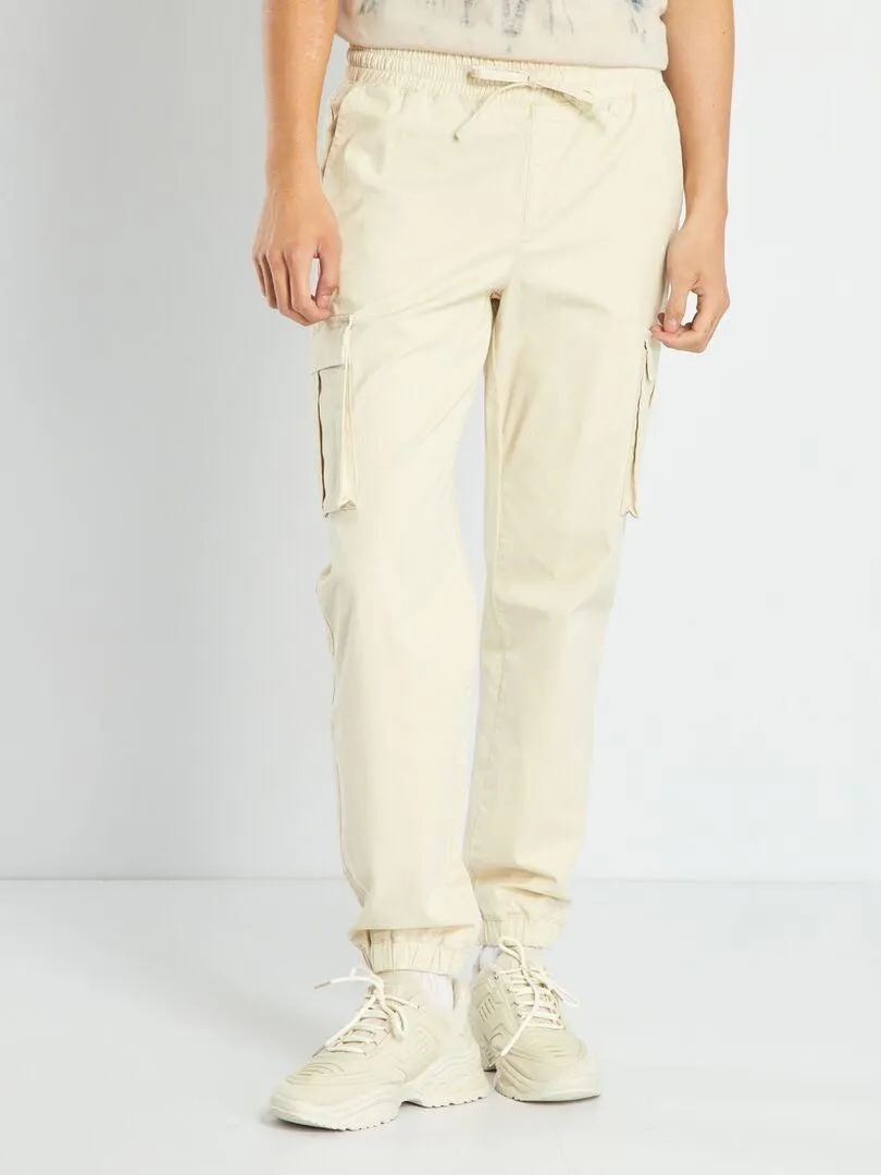 Pantaloni chino con tasche con patta - beige