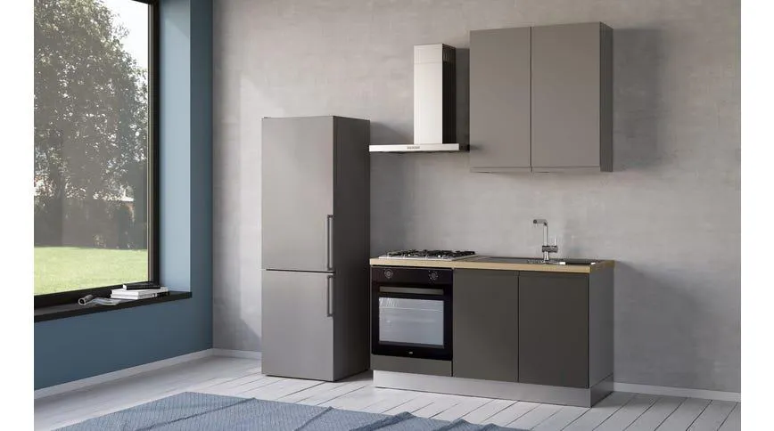 Iris cucina 150 cm colore grigio scuro e grigio chiaro con forno