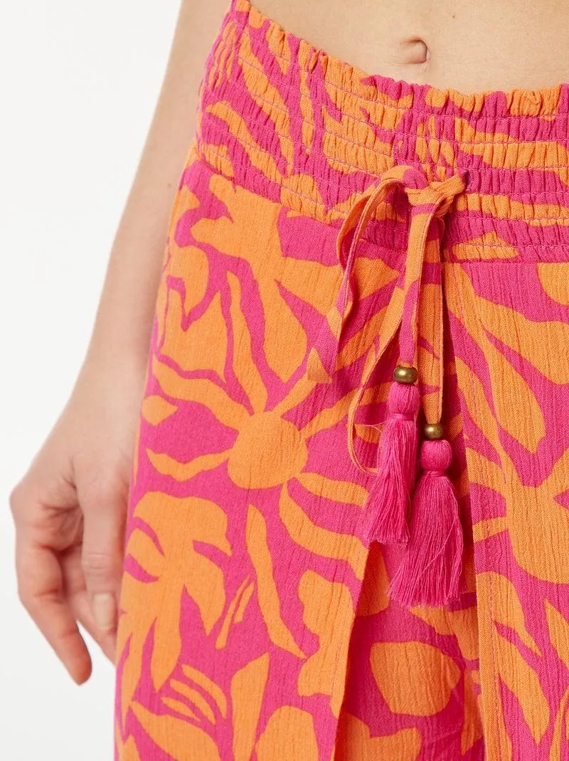 Pantaloni da mare con stampa feuillage - Rosa