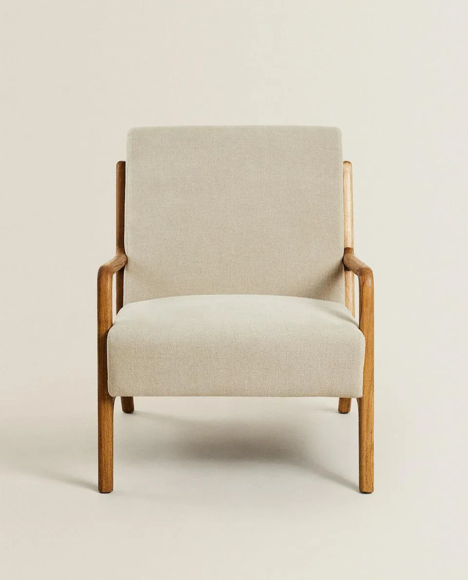 POLTRONA IN FRASSINO E LINO