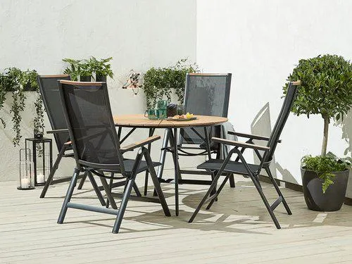 Tavolo RANGSTRUP Ø110natur./ne.+4 Sedie BREDSTEN ne.