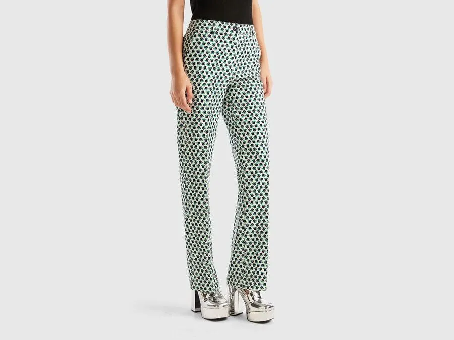 Pantaloni con stampa fiori