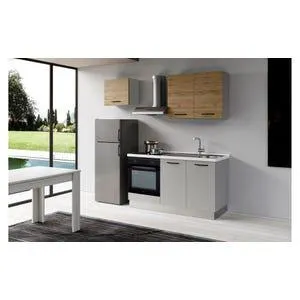 Gilda 2.0 cucina 210 cm colore light grey e rovere cadiz