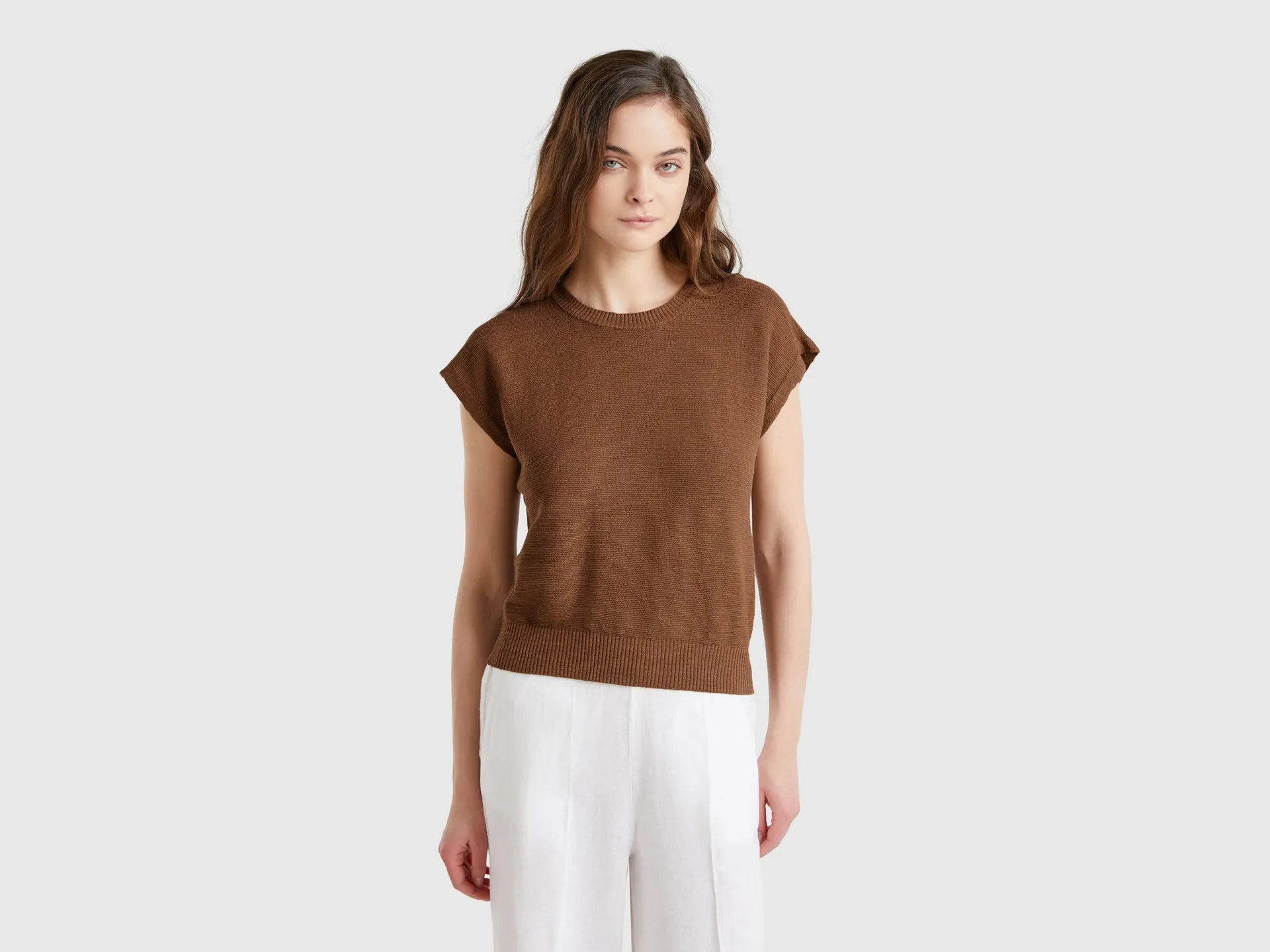 Gilet in misto cotone e lino