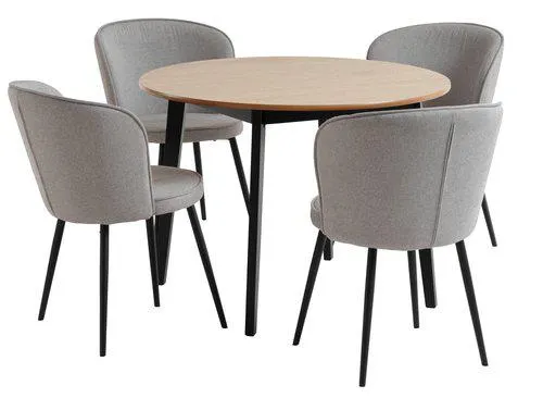 JEGIND Tavolo Ø105 cm rovere/nero + 4 RISSKOV grigio chiaro