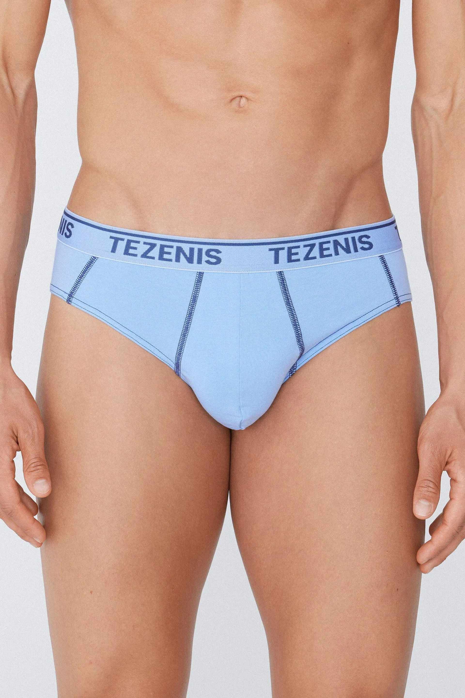 Slip Elasticizzato in Cotone Cuciture a Contrasto con Logo