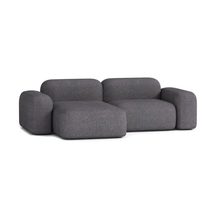 Divano componibile angolare a 3 posti in tessuto grigio